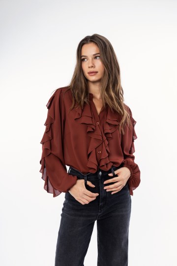 Πουκάμισο εκάι με βολάν