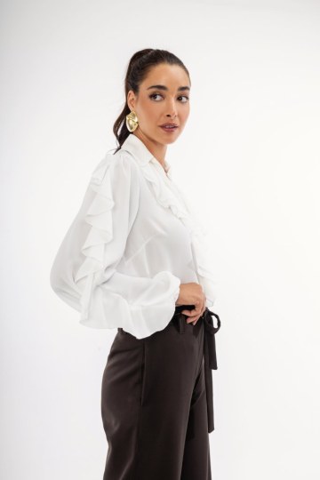 Πουκάμισο λευκό με βολάν - 