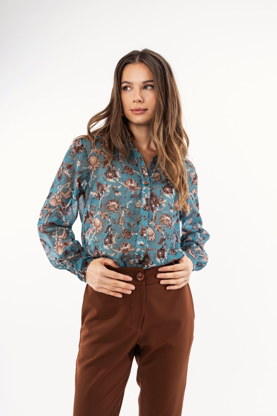 Πουκάμισο πετρόλ φλοράλ