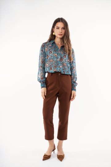 Παντελόνι ψηλόμεσο εκαί με κουμπί και κόψιμο στο κάτω μέρος - 