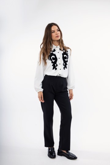 Παντελόνι υφασμάτινο με κουμπί μαύρο - 