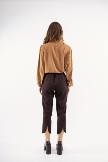 Πουκάμισο κάμελ με φλοράλ σχέδιο - 