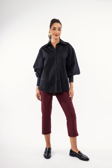 Πουκάμισο μαύρο με Balloon μανίκια