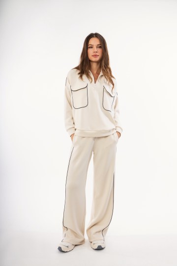 Παντελόνι εκρού τύπου φούτερ