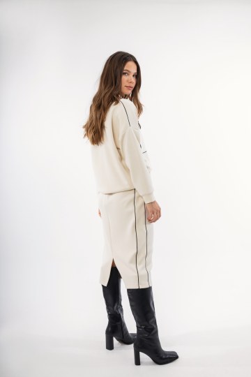 Φούτερ-Μπλούζα εκρού με φερμουάρ  - 