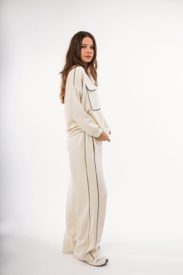 Παντελόνι εκρού τύπου φούτερ - 