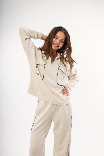 Παντελόνι εκρού τύπου φούτερ - 