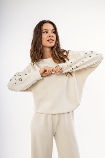 Φούτερ-Μπλούζα εκρού με τρουκς