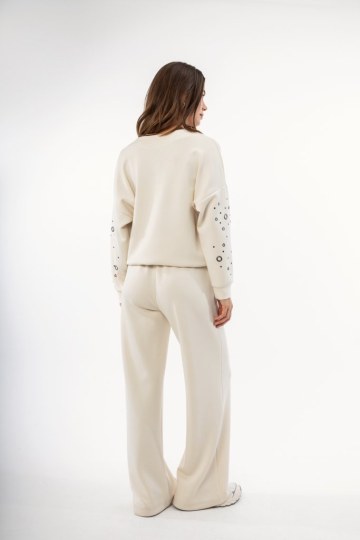 Φούτερ-Μπλούζα εκρού με τρουκς - 