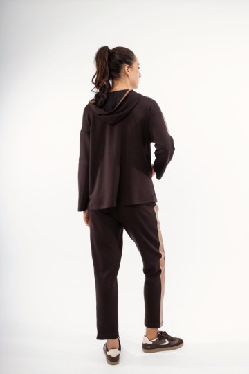 Φούτερ-Ζακέτα καφέ με κουκούλα - 