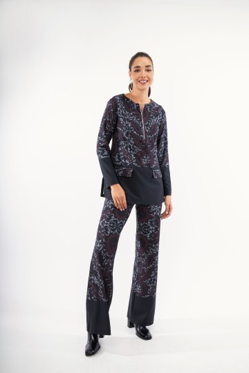 Σετ εμπριμέ με λαχούρια μπορντώ