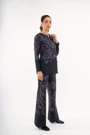 Σετ εμπριμέ με λαχούρια μπορντώ - 