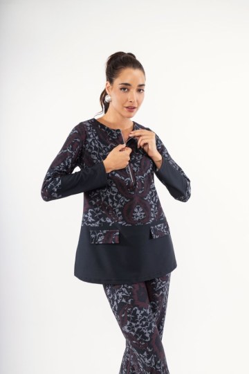 Σετ εμπριμέ με λαχούρια μπορντώ - 