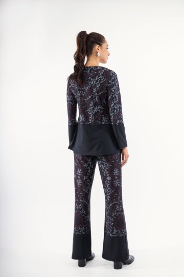 Σετ εμπριμέ με λαχούρια μπορντώ - 