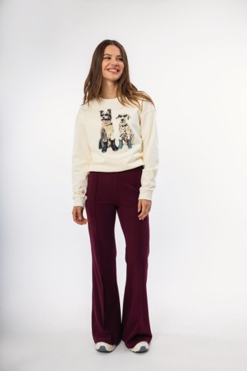 Μπλούζα -Φούτερ εκρού με σχέδιο σκυλάκια - 