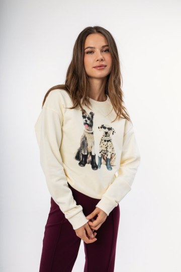 Μπλούζα -Φούτερ εκρού με σχέδιο σκυλάκια - 