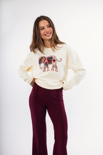 Μπλούζα - Φούτερ εκρού με boho σχέδιο ελέφαντα