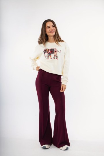 Παντελόνι μπορντώ με εξωτερικές ραφές - 