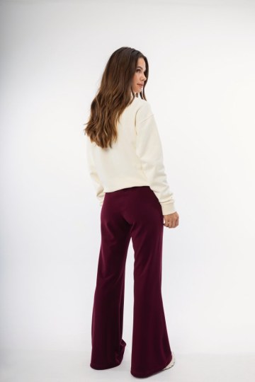 Παντελόνι μπορντώ με εξωτερικές ραφές - 