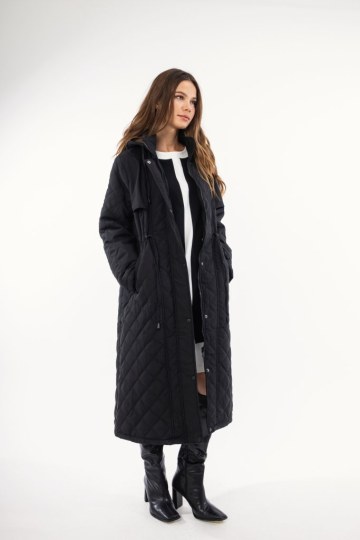 Μπουφάν μαύρο καπιτονέ με φερμουάρ και κουμπιά - 