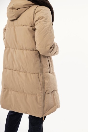 Μπουφάν μπεζ με οικολογικη γούνα εσωτερικά - 