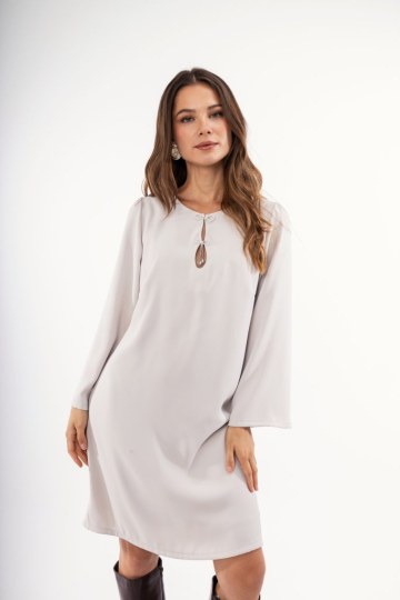 Φόρεμα σε χρώμα του πάγου με strass και πέρλες - 