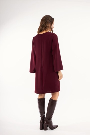 Φόρεμα μπορντώ με strass και πέρλες - 