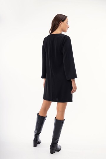 Φόρεμα μαύρο με strass και πέρλες - 