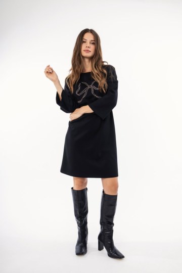 Φόρεμα μαύρο με σχέδιο φίογκο - 