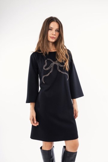 Φόρεμα μαύρο με σχέδιο φίογκο - 