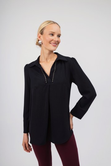 Πουκάμισο μαύρο με πέρλες