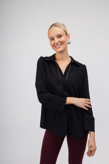 Πουκάμισο μαύρο με πέρλες - 