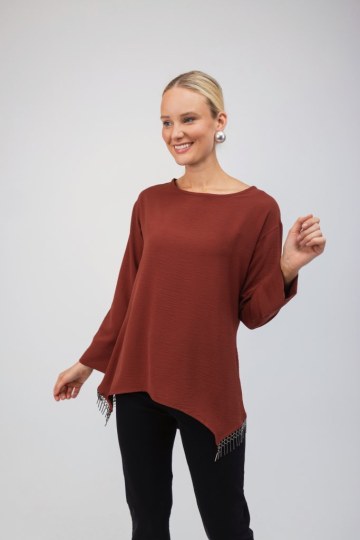 Μπλούζα εκάι με κρόσσια - 