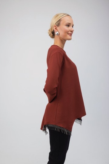 Μπλούζα εκάι με κρόσσια - 