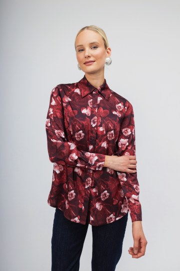 Πουκάμισο μπορντώ φλοράλ