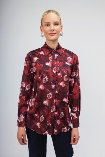 Πουκάμισο μπορντώ φλοράλ - 