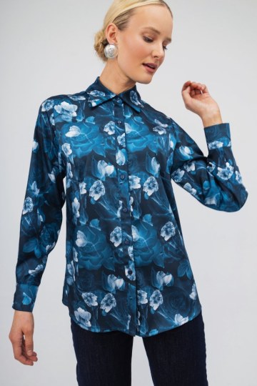 Πουκάμισο μπλε φλοράλ - 