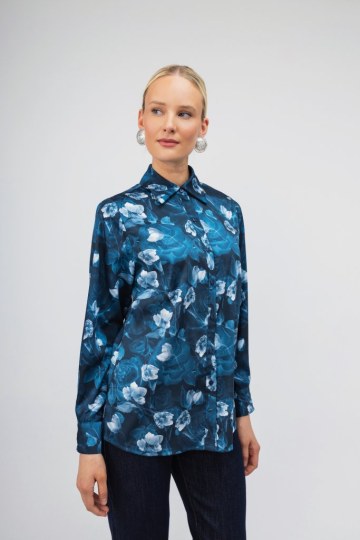 Πουκάμισο μπλε φλοράλ - 