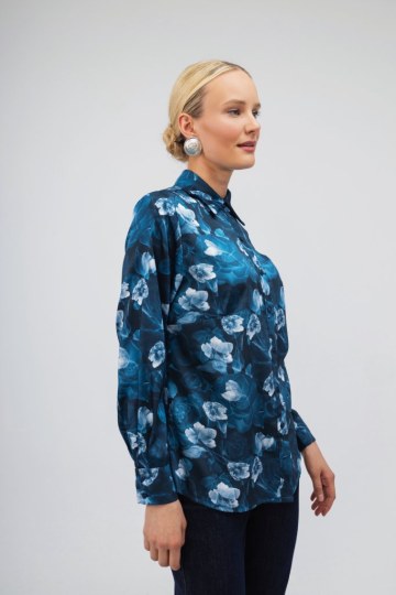Πουκάμισο μπλε φλοράλ - 