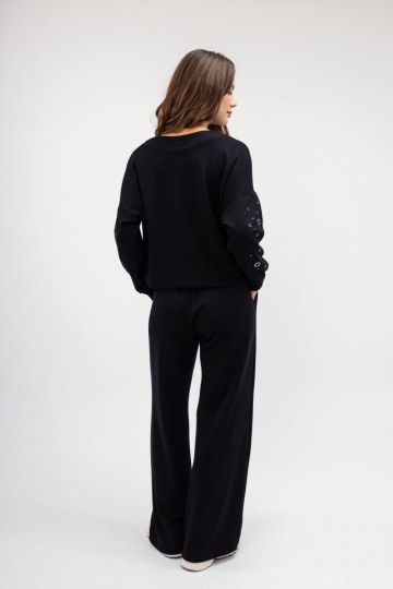 Μπλούζα μαύρη με ασημί λεπτομέρειες - 