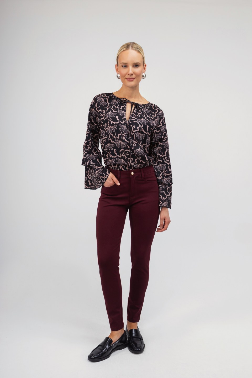 Παντελόνι υφασμάτινο μπορντώ ελαστικό