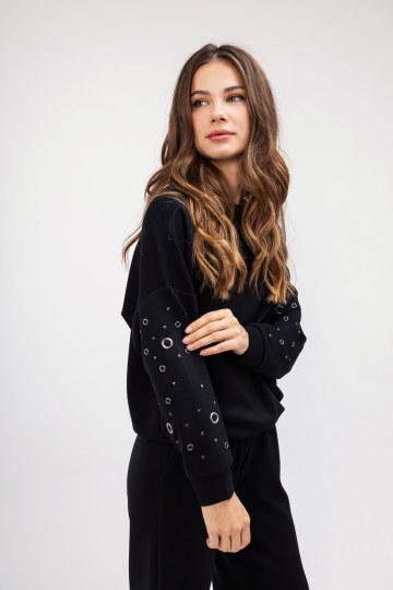 Φούτερ-Μπλούζα μαύρη με τρουκς