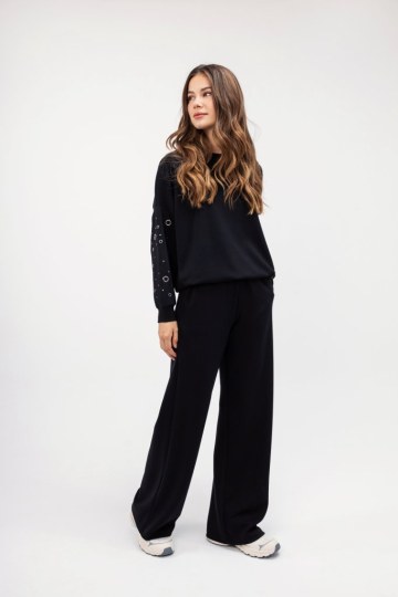 Φούτερ-Μπλούζα μαύρη με τρουκς - 