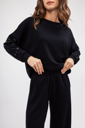 Φούτερ-Μπλούζα μαύρη με τρουκς - 