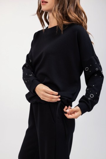 Φούτερ-Μπλούζα μαύρη με τρουκς - 