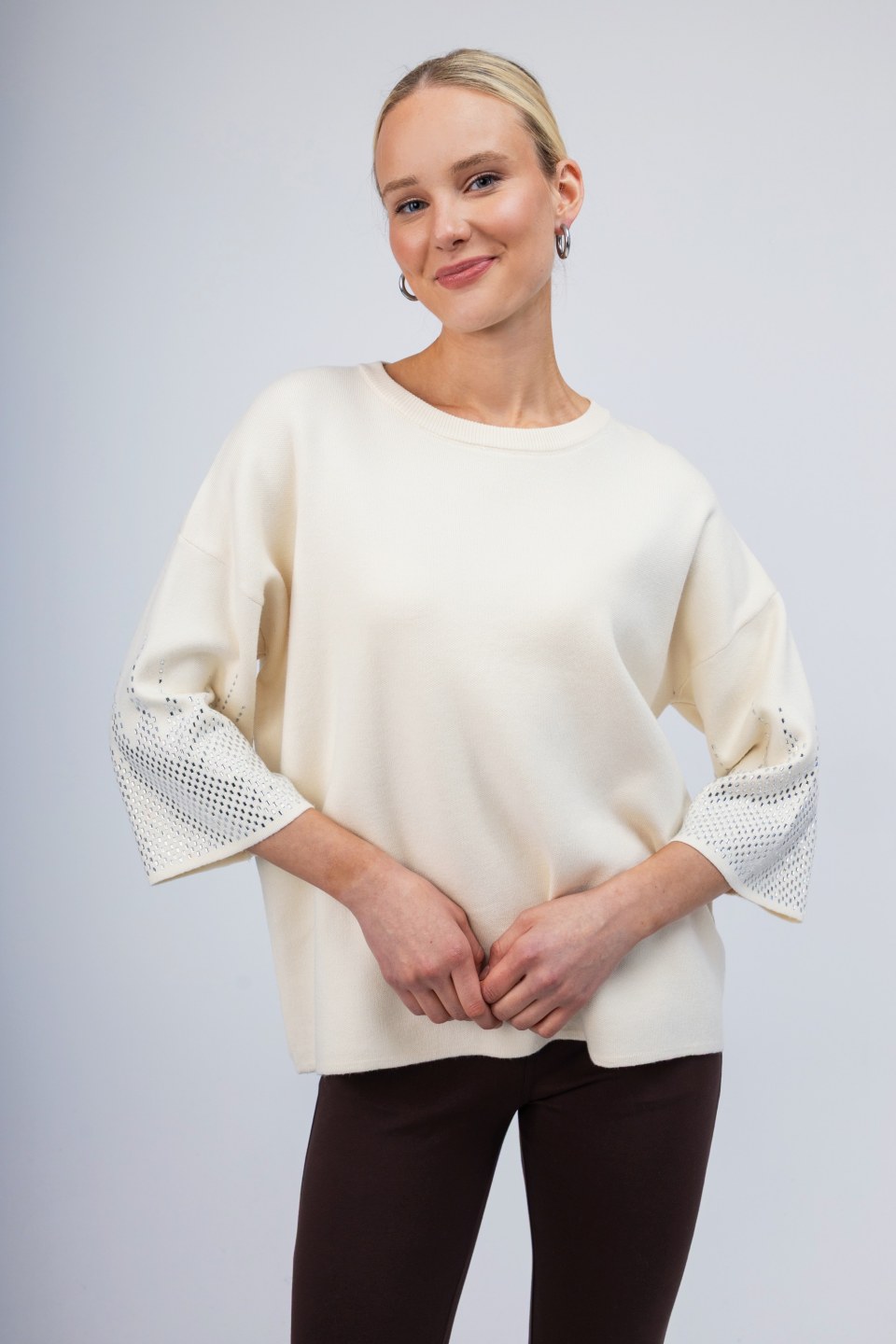 Πουλόβερ εκρού με strass
