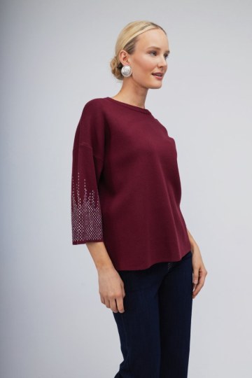 Πουλόβερ μπορντώ με strass - 