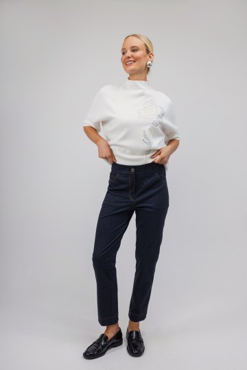 Τζιν Παντελόνι σκρού μπλε με κουμπί