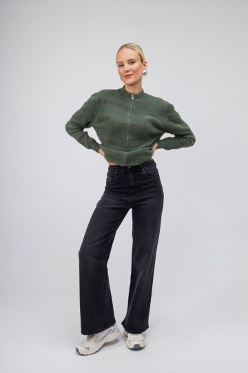 Τζιν Παντελόνι σκούρο γκρι wide leg