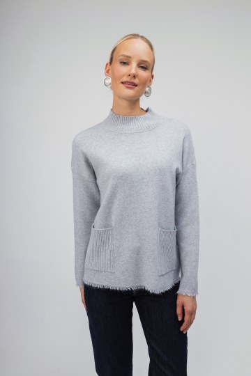Πουλόβερ γκρι με τσέπες
